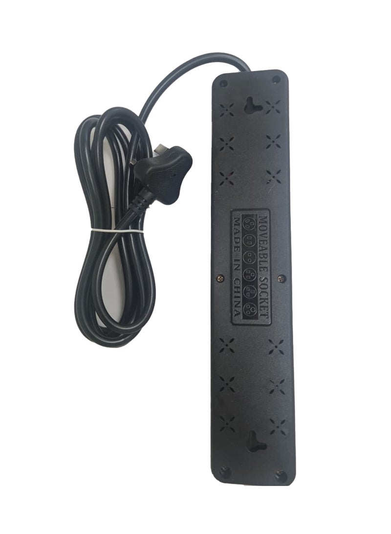 Lucky Hawk شريط تمديد الطاقة مع USB C و Micro USB، 4 منافذ 3 دبابيس، 2 منفذ PD Type-C و 2 منفذ Micro USB، 2500 واط، شريط طاقة مقاوم للاشتعال حتى 750 درجة مئوية مع مفتاح، سلك تمديد بطول 2 متر، محطة شحن مثبتة على الحائط باللون الأسود - Image 3